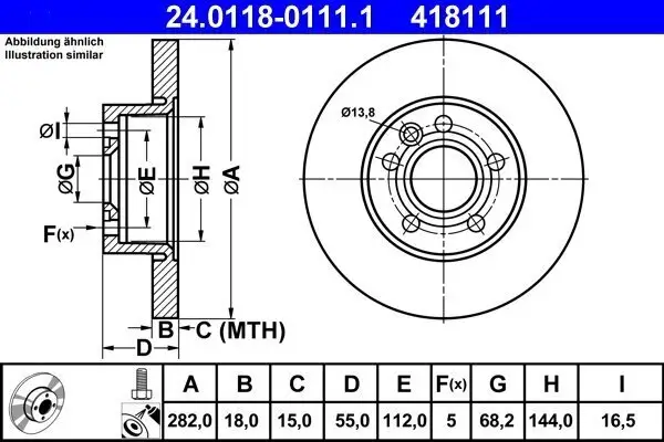 Bremsscheibe ATE 24.0118-0111.1