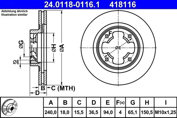 Bremsscheibe ATE 24.0118-0116.1