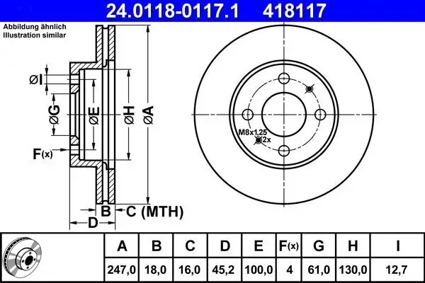 Bremsscheibe Vorderachse ATE 24.0118-0117.1