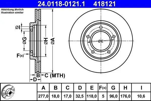 Bremsscheibe ATE 24.0118-0121.1