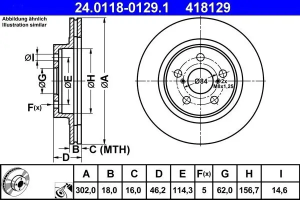 Bremsscheibe ATE 24.0118-0129.1