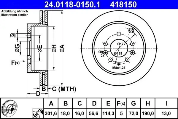 Bremsscheibe ATE 24.0118-0150.1