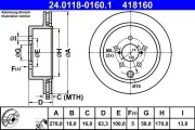 Bremsscheibe Hinterachse ATE 24.0118-0160.1