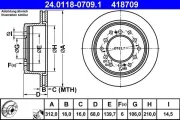 Bremsscheibe Hinterachse ATE 24.0118-0709.1
