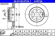 Bremsscheibe Hinterachse ATE 24.0118-0724.1