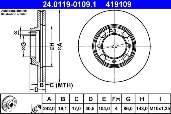 Bremsscheibe ATE 24.0119-0109.1