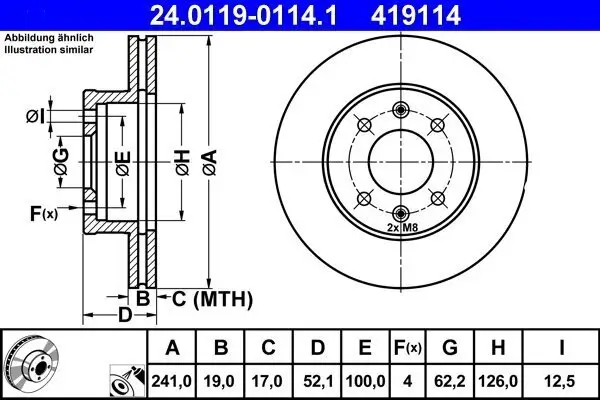 Bremsscheibe ATE 24.0119-0114.1