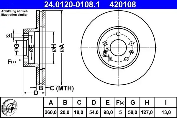 Bremsscheibe Vorderachse ATE 24.0120-0108.1