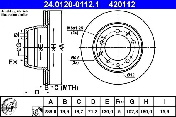 Bremsscheibe Hinterachse ATE 24.0120-0112.1