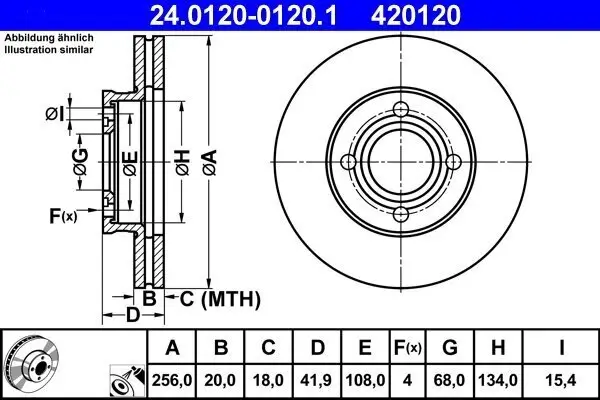 Bremsscheibe Vorderachse ATE 24.0120-0120.1