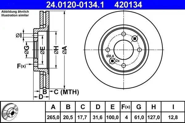 Bremsscheibe ATE 24.0120-0134.1