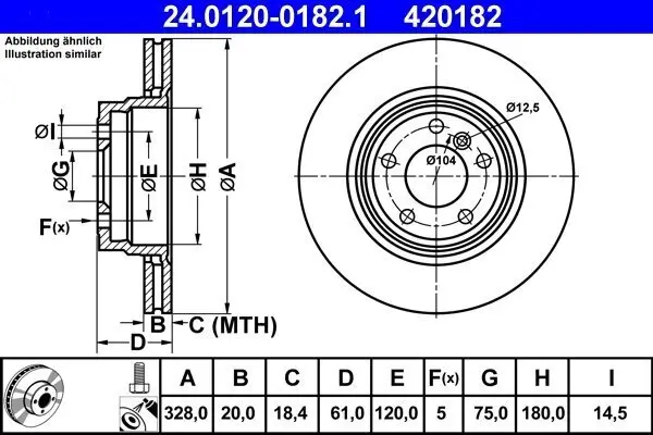 Bremsscheibe Hinterachse ATE 24.0120-0182.1