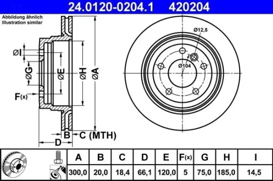 Bremsscheibe ATE 24.0120-0204.1 Bild Bremsscheibe ATE 24.0120-0204.1