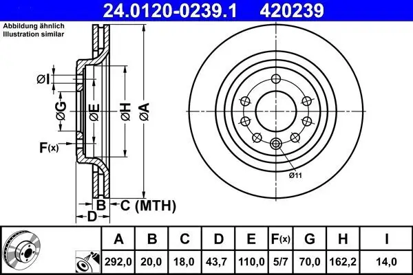 Bremsscheibe Hinterachse ATE 24.0120-0239.1