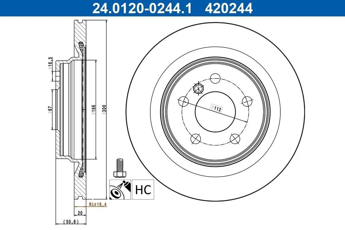Bremsscheibe Hinterachse ATE 24.0120-0244.1