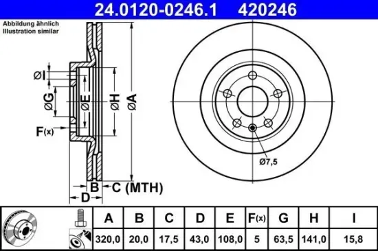 Bremsscheibe ATE 24.0120-0246.1 Bild Bremsscheibe ATE 24.0120-0246.1