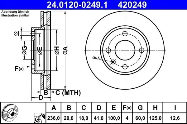 Bremsscheibe Vorderachse ATE 24.0120-0249.1