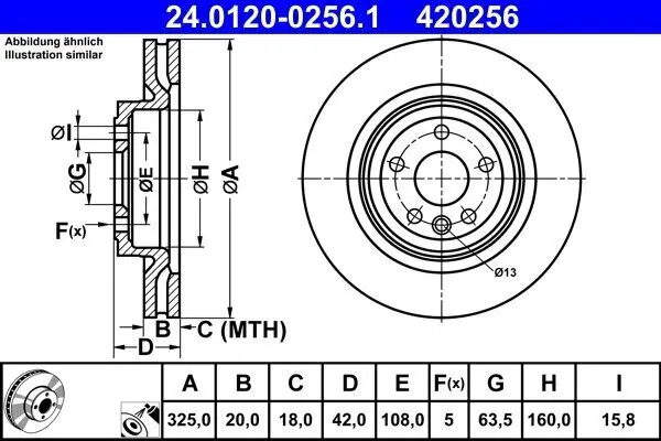 Bremsscheibe Hinterachse ATE 24.0120-0256.1