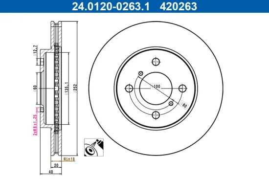 Bremsscheibe Vorderachse ATE 24.0120-0263.1 Bild Bremsscheibe Vorderachse ATE 24.0120-0263.1