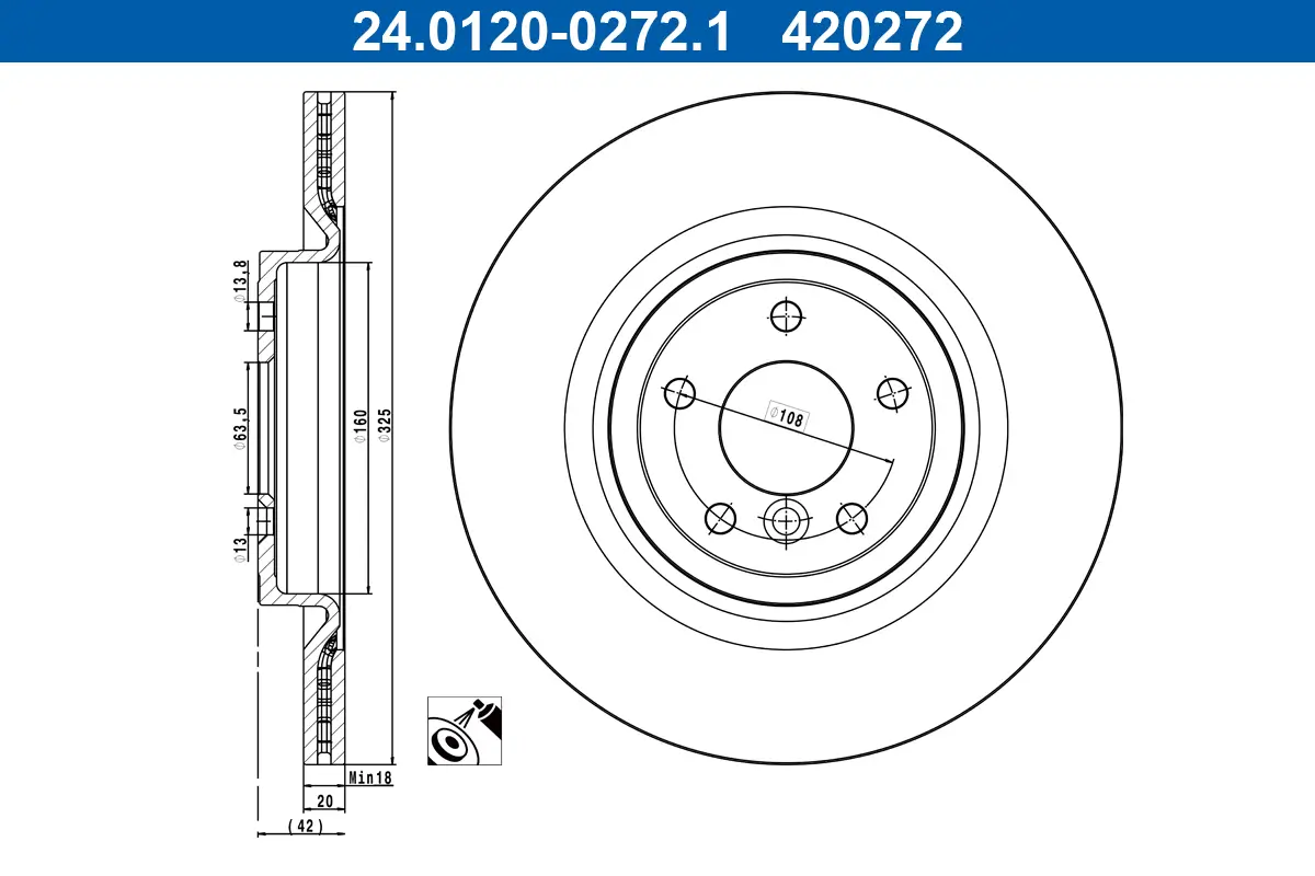 Bremsscheibe Hinterachse ATE 24.0120-0272.1