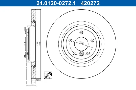 Bremsscheibe Hinterachse ATE 24.0120-0272.1 Bild Bremsscheibe Hinterachse ATE 24.0120-0272.1