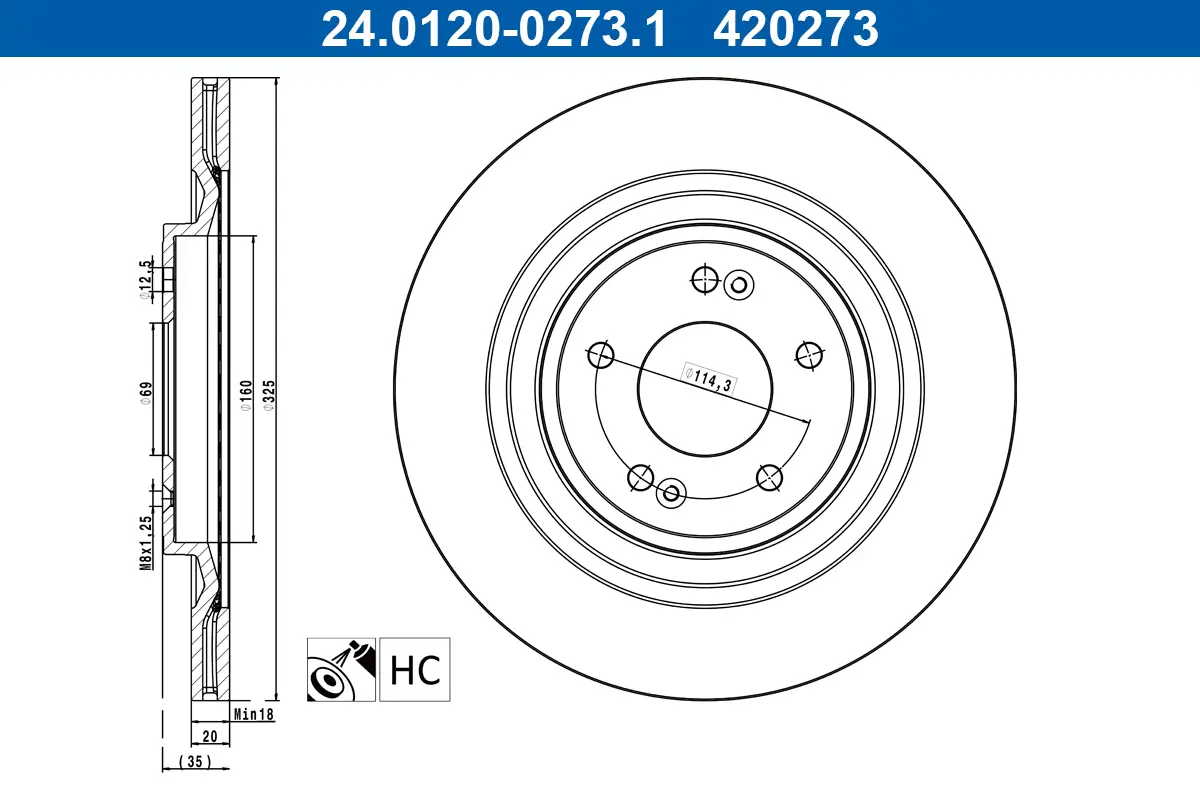 Bremsscheibe Hinterachse ATE 24.0120-0273.1