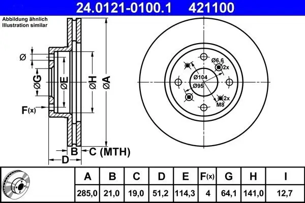 Bremsscheibe Vorderachse ATE 24.0121-0100.1
