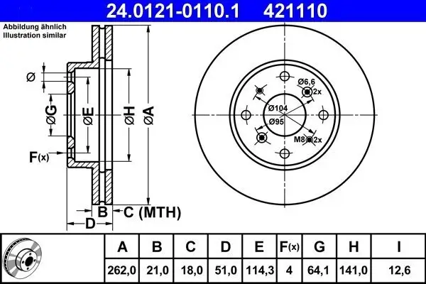 Bremsscheibe Vorderachse ATE 24.0121-0110.1