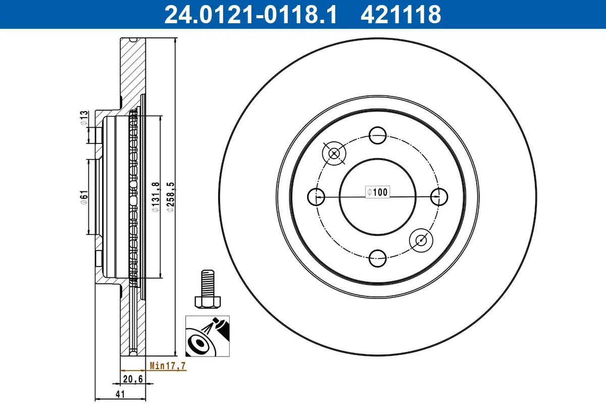 Bremsscheibe ATE 24.0121-0118.1