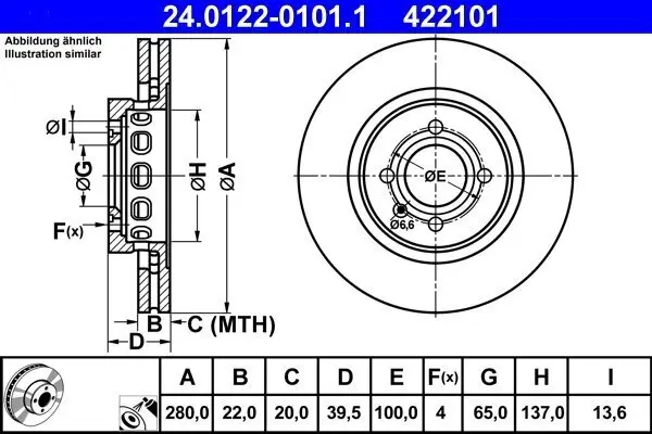 Bremsscheibe ATE 24.0122-0101.1