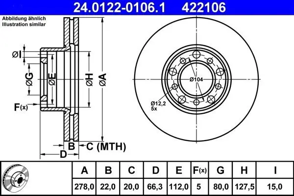 Bremsscheibe ATE 24.0122-0106.1