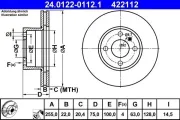 Bremsscheibe Vorderachse ATE 24.0122-0112.1