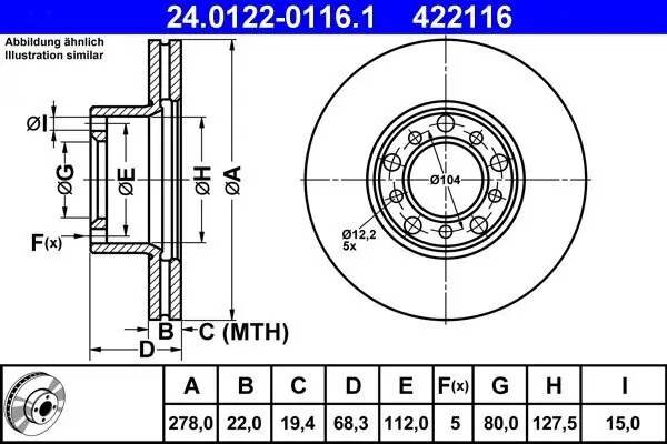 Bremsscheibe ATE 24.0122-0116.1