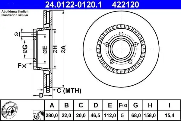 Bremsscheibe Vorderachse ATE 24.0122-0120.1