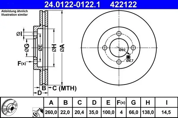 Bremsscheibe ATE 24.0122-0122.1