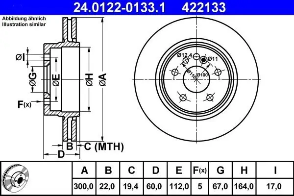 Bremsscheibe ATE 24.0122-0133.1