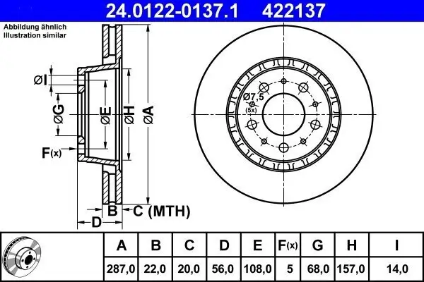 Bremsscheibe ATE 24.0122-0137.1