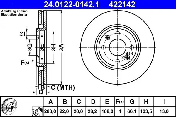 Bremsscheibe Vorderachse ATE 24.0122-0142.1