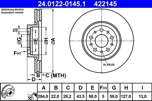 Bremsscheibe ATE 24.0122-0145.1