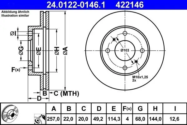 Bremsscheibe ATE 24.0122-0146.1