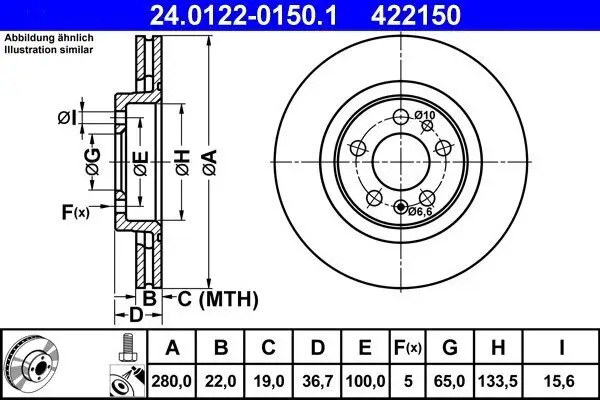 Bremsscheibe ATE 24.0122-0150.1