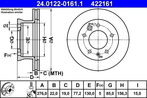 Bremsscheibe Vorderachse ATE 24.0122-0161.1