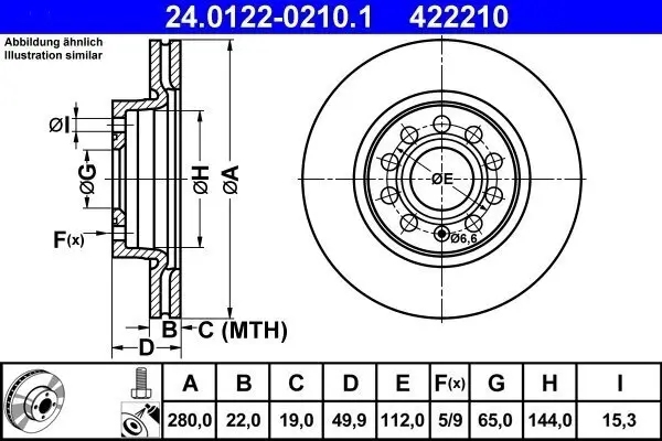 Bremsscheibe ATE 24.0122-0210.1