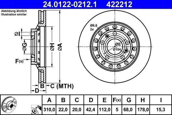 Bremsscheibe ATE 24.0122-0212.1