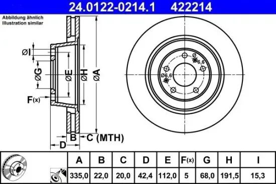 Bremsscheibe ATE 24.0122-0214.1 Bild Bremsscheibe ATE 24.0122-0214.1