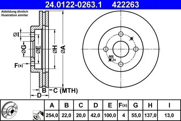 Bremsscheibe Vorderachse ATE 24.0122-0263.1