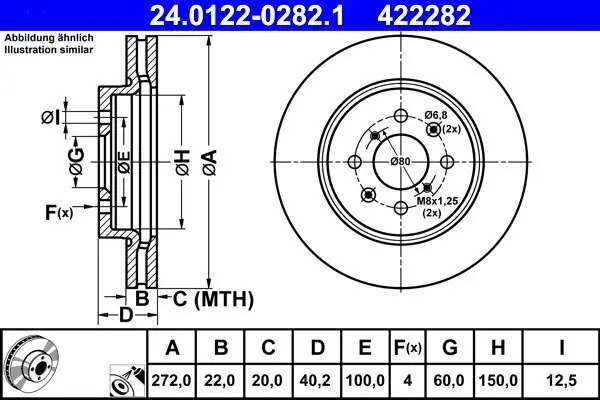 Bremsscheibe ATE 24.0122-0282.1 Bild Bremsscheibe ATE 24.0122-0282.1