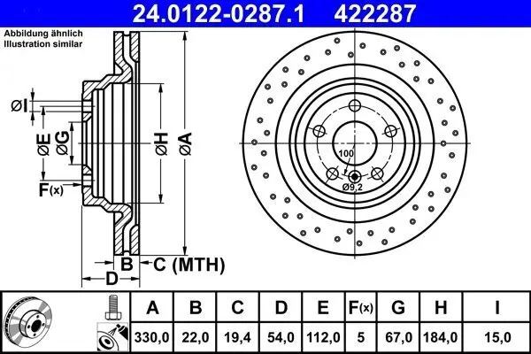 Bremsscheibe ATE 24.0122-0287.1