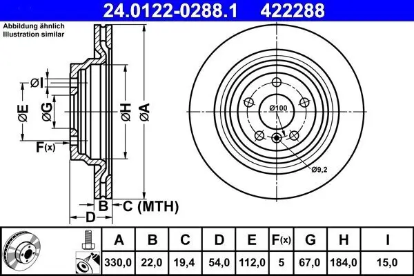 Bremsscheibe ATE 24.0122-0288.1