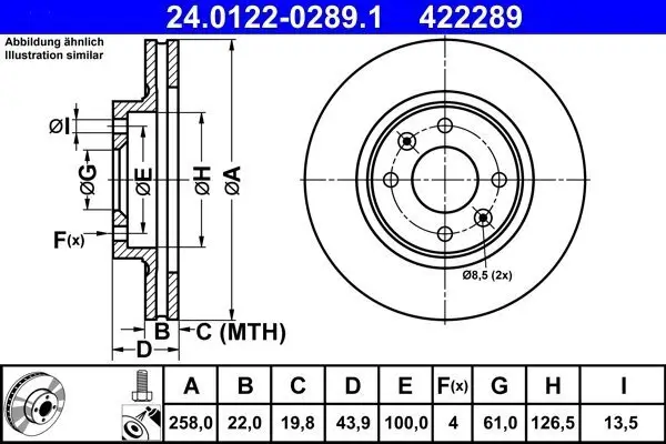 Bremsscheibe ATE 24.0122-0289.1